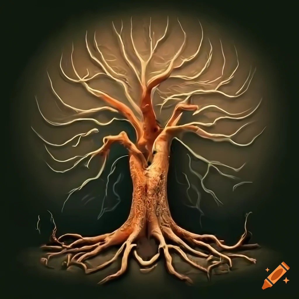 illustration of the growth of a tree from small shoot to majestic tree