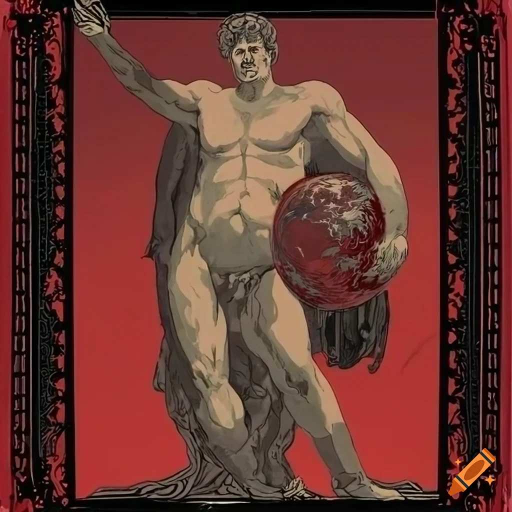 detailed propaganda poster with Greek and Roman mythology theme