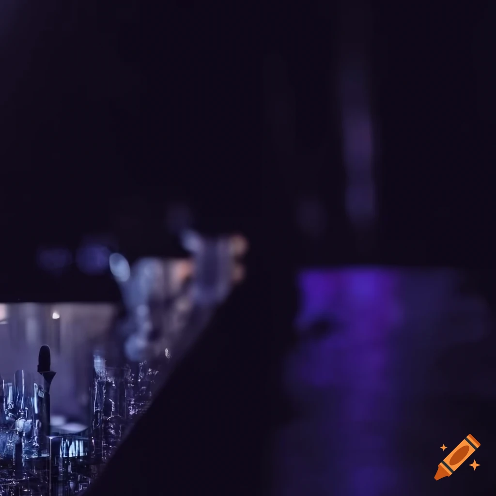 sparkling bar counter in a dimly lit nightclub