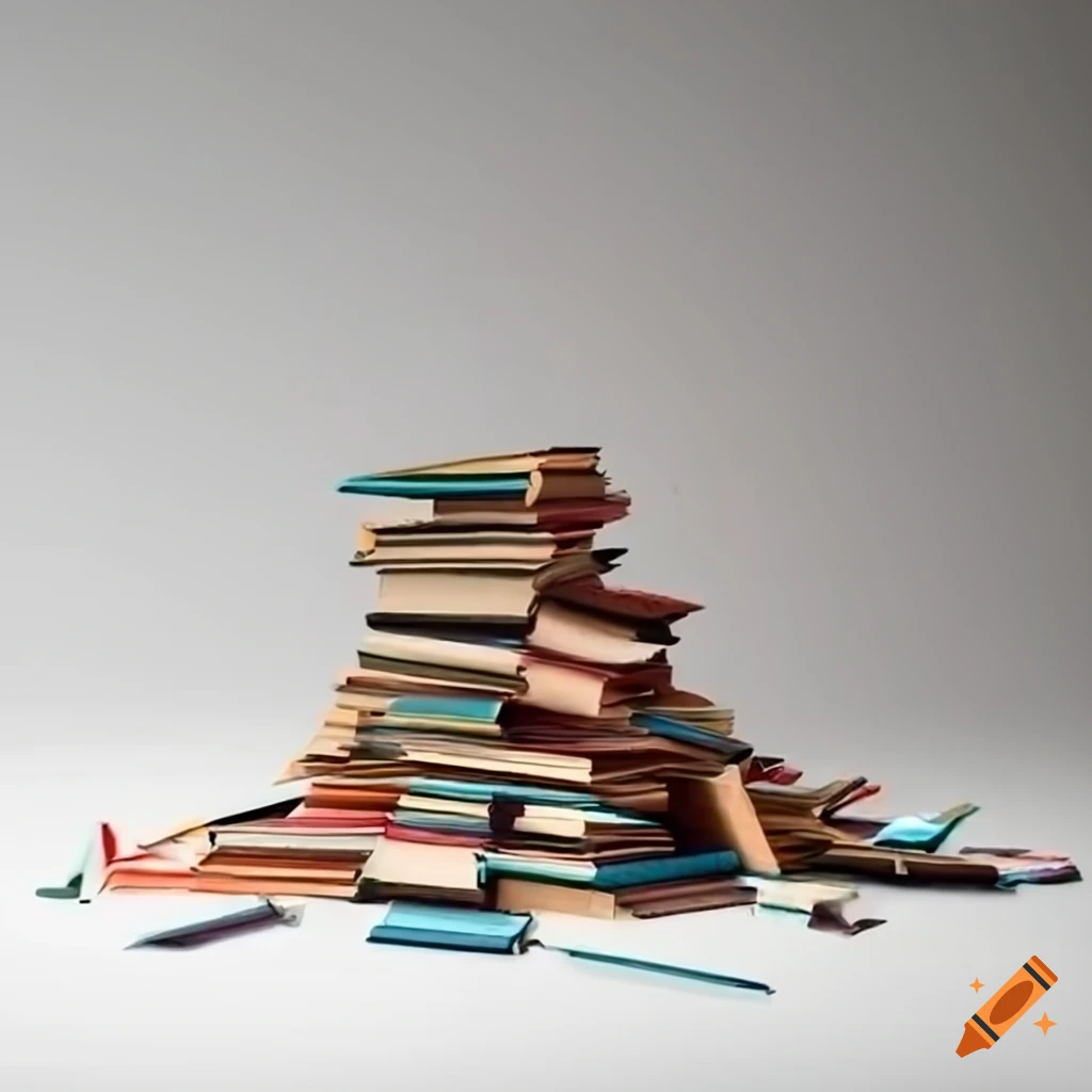 stack of books against a white background