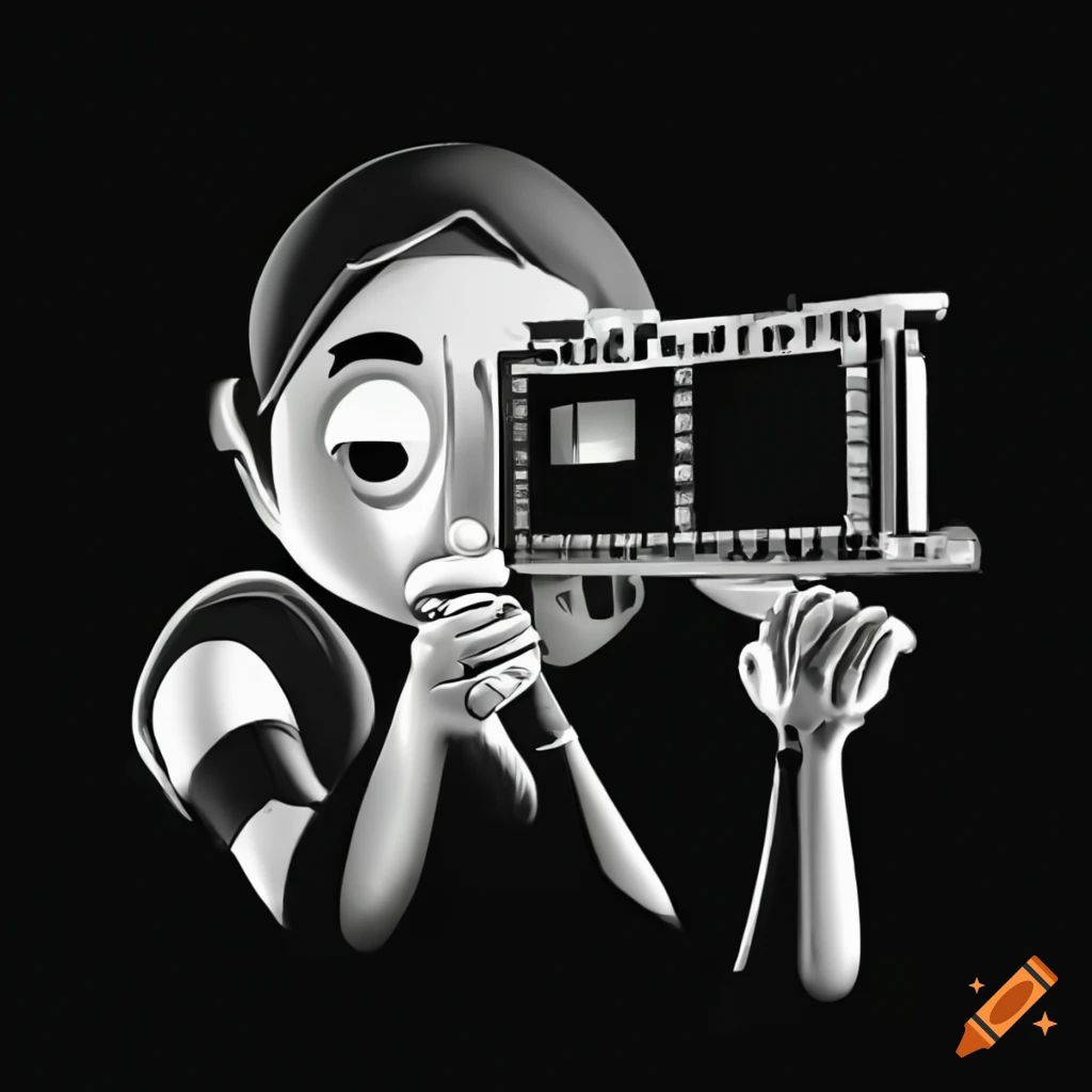 emoji character operating a video camera