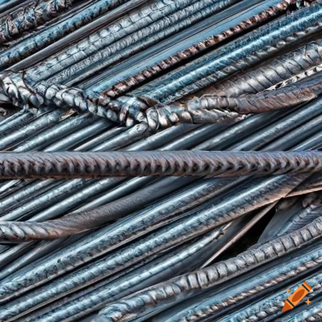 white background with deformed steel bars