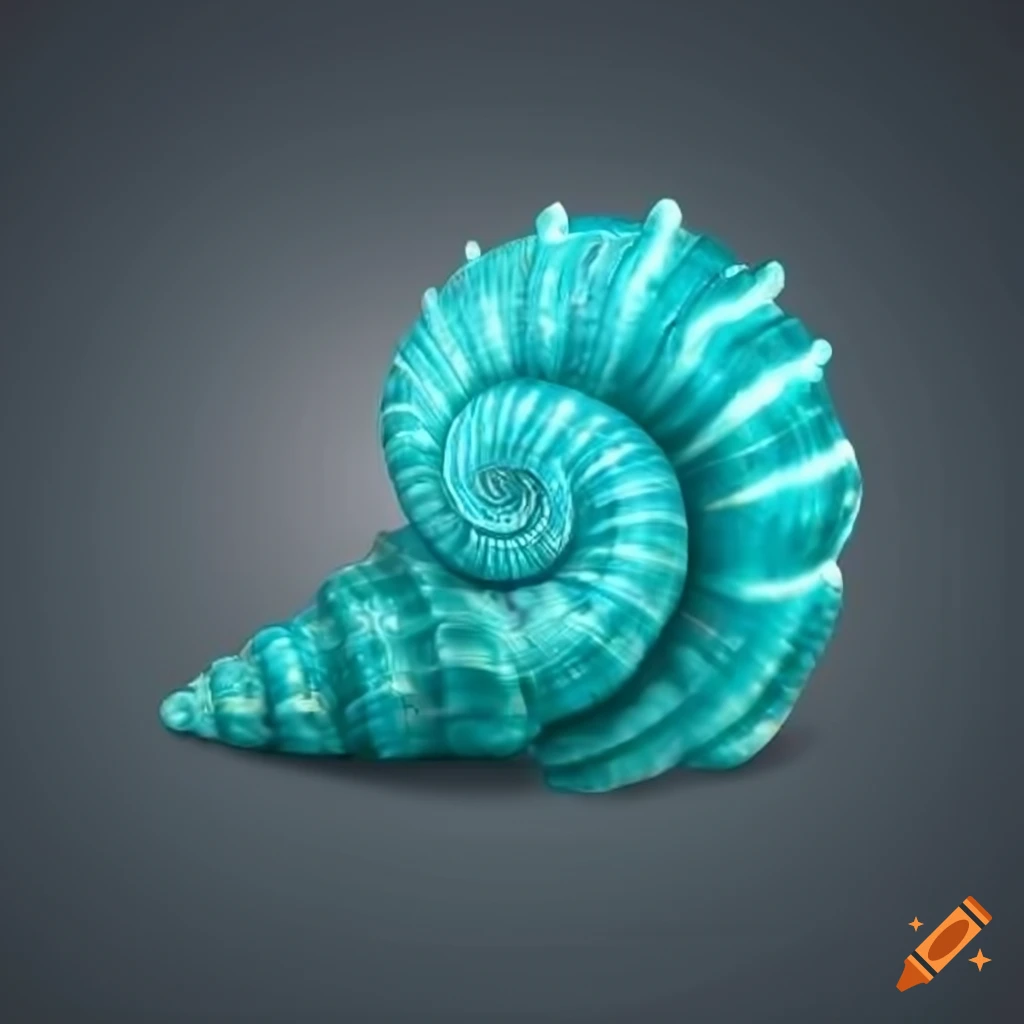 cartoon seashell with sparkling turquoise spiral