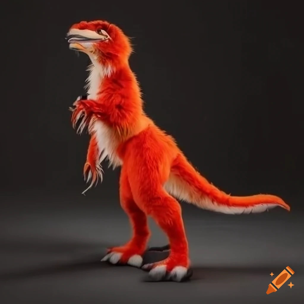red raptor fursuit costume