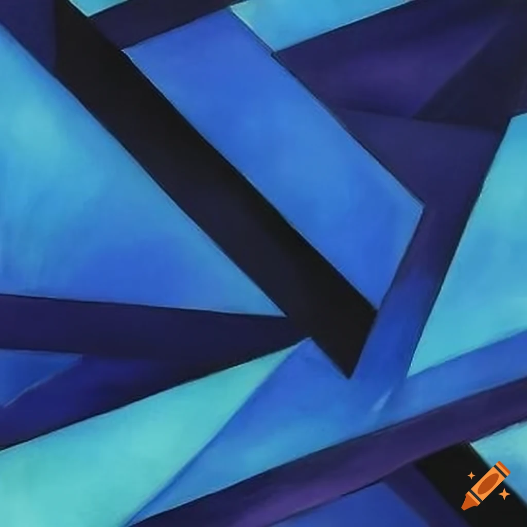 abstract artwork in azure, sapphire, periwinkle, and charcoal