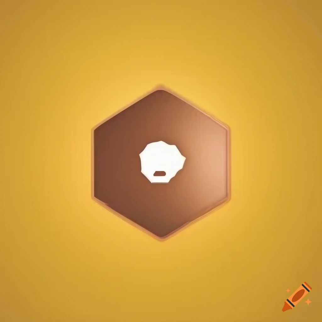 brown hexagon logo on yellow background