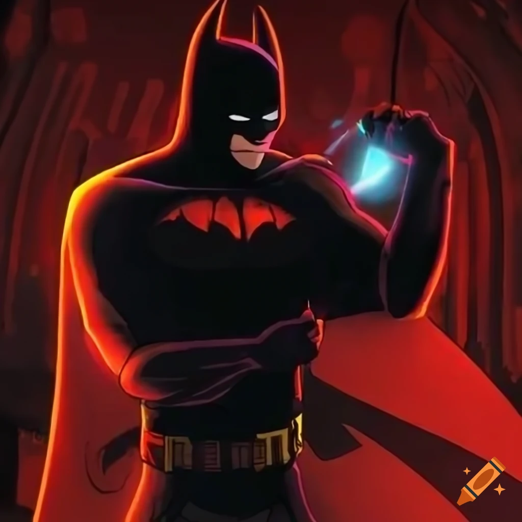 anime-style Batman t-shirt with dynamic punch pose