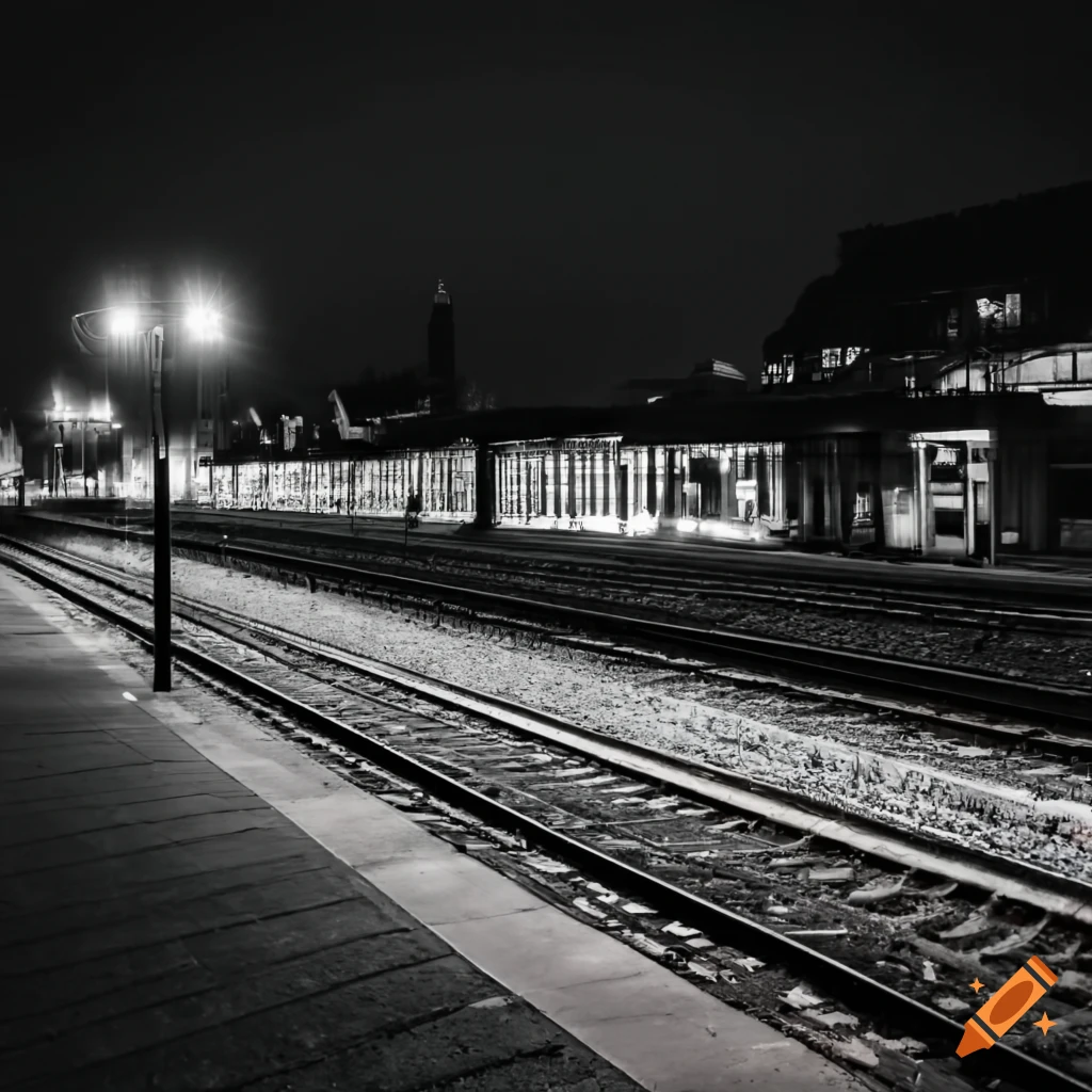nighttime train station background