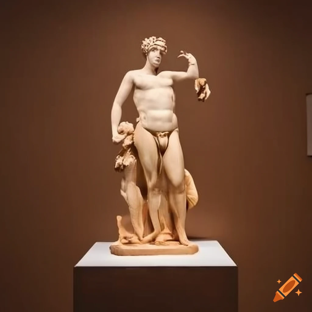 vibrant display of Greek sculptures