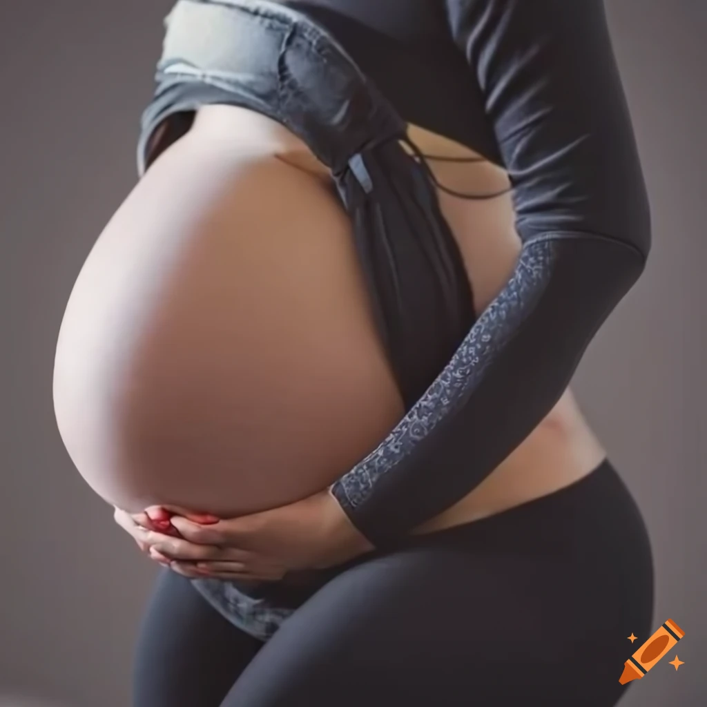 back view of a pregnant woman breastfeeding