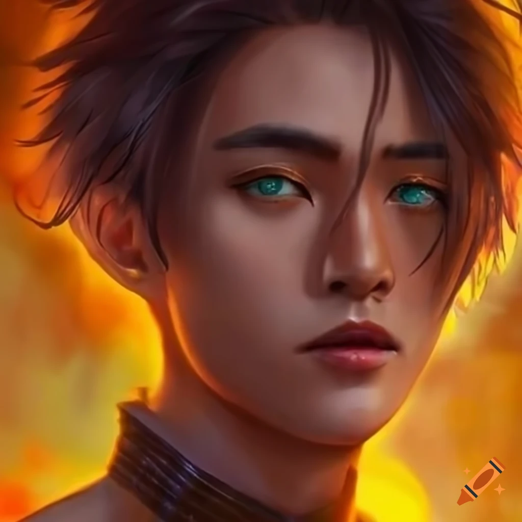 young man using magic with green eyes