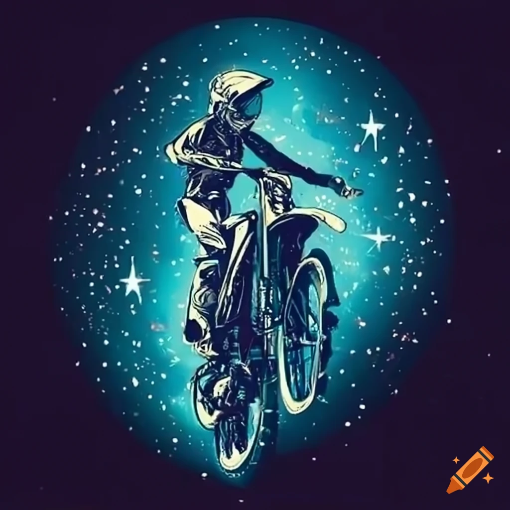 motocross jump with space background