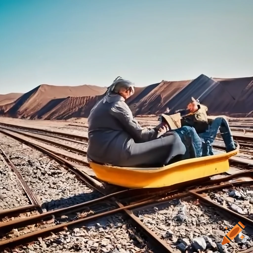 solar-powered sledge in brown coal open pit