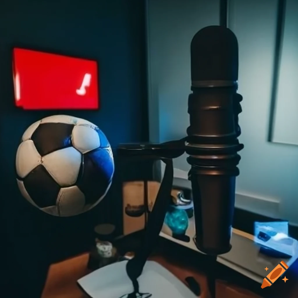 recording studio with soccer balls