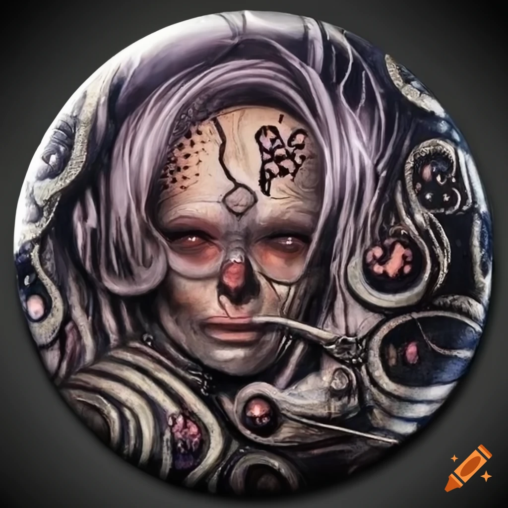 Giger-inspired butterfly button