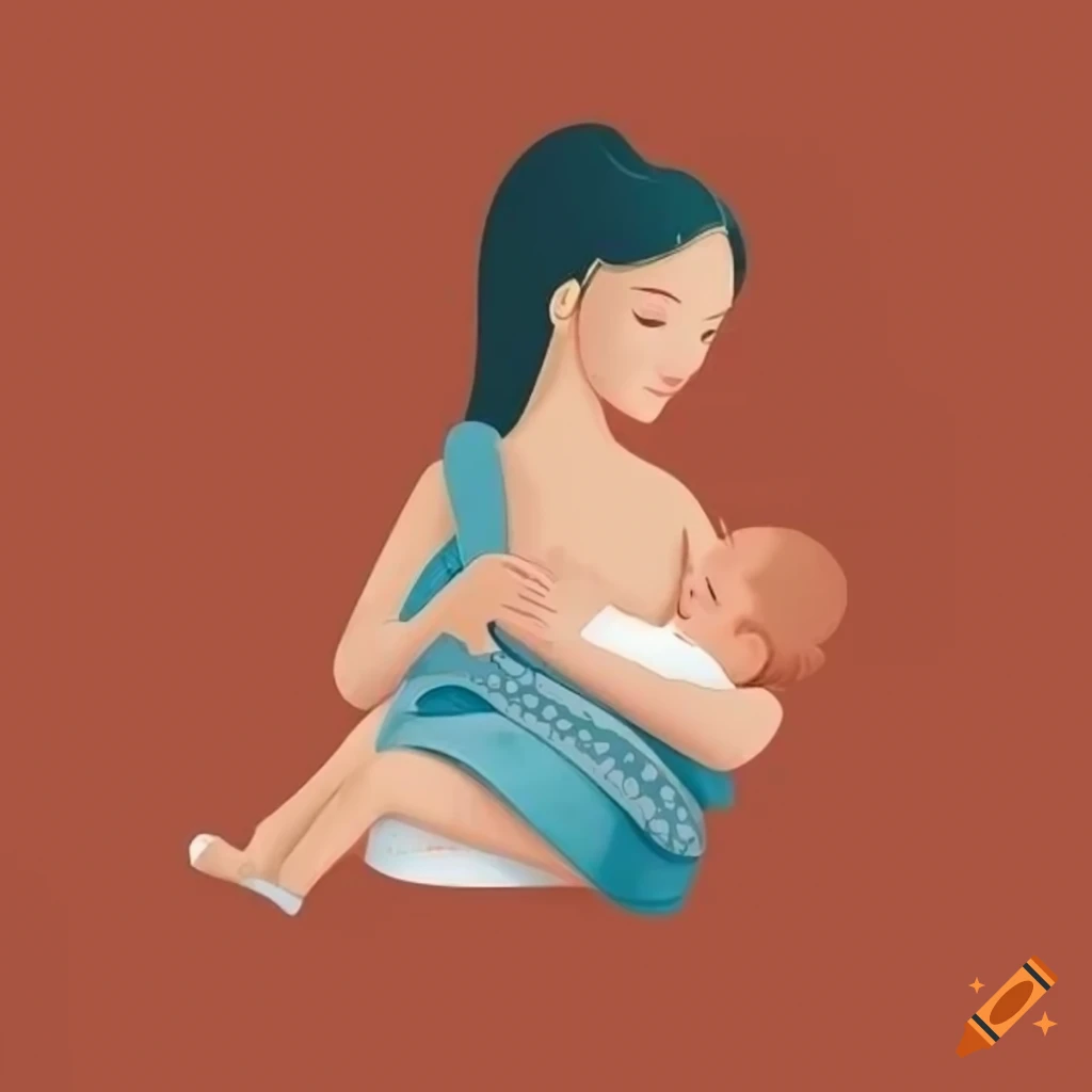 illustration icon of a mother breastfeeding in a baby carrier