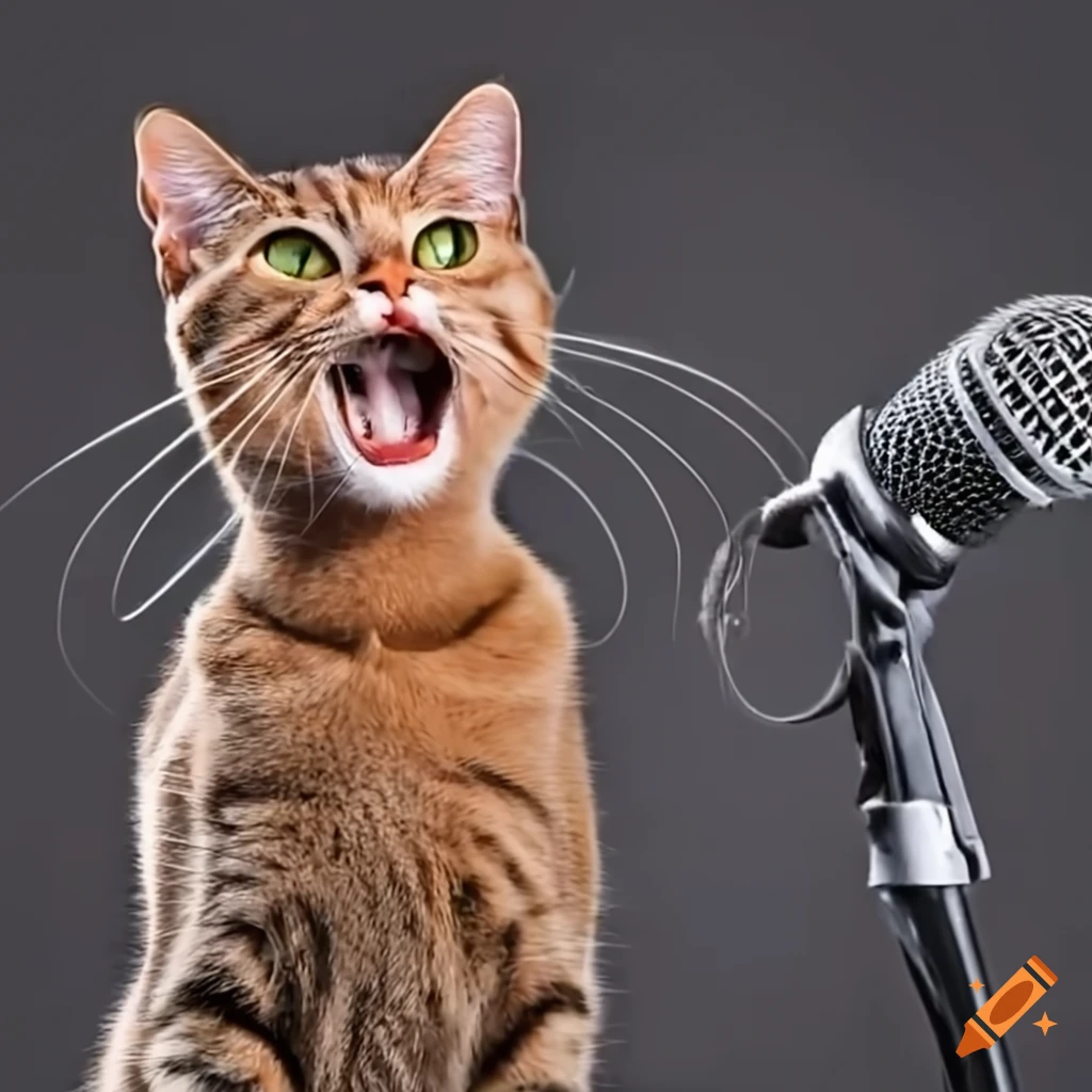 singing cat with a microphone