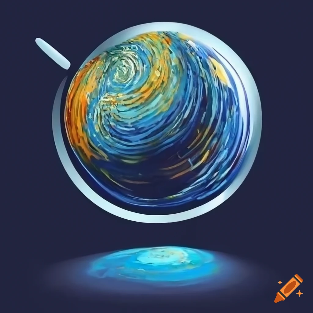 globe with starry night painting design