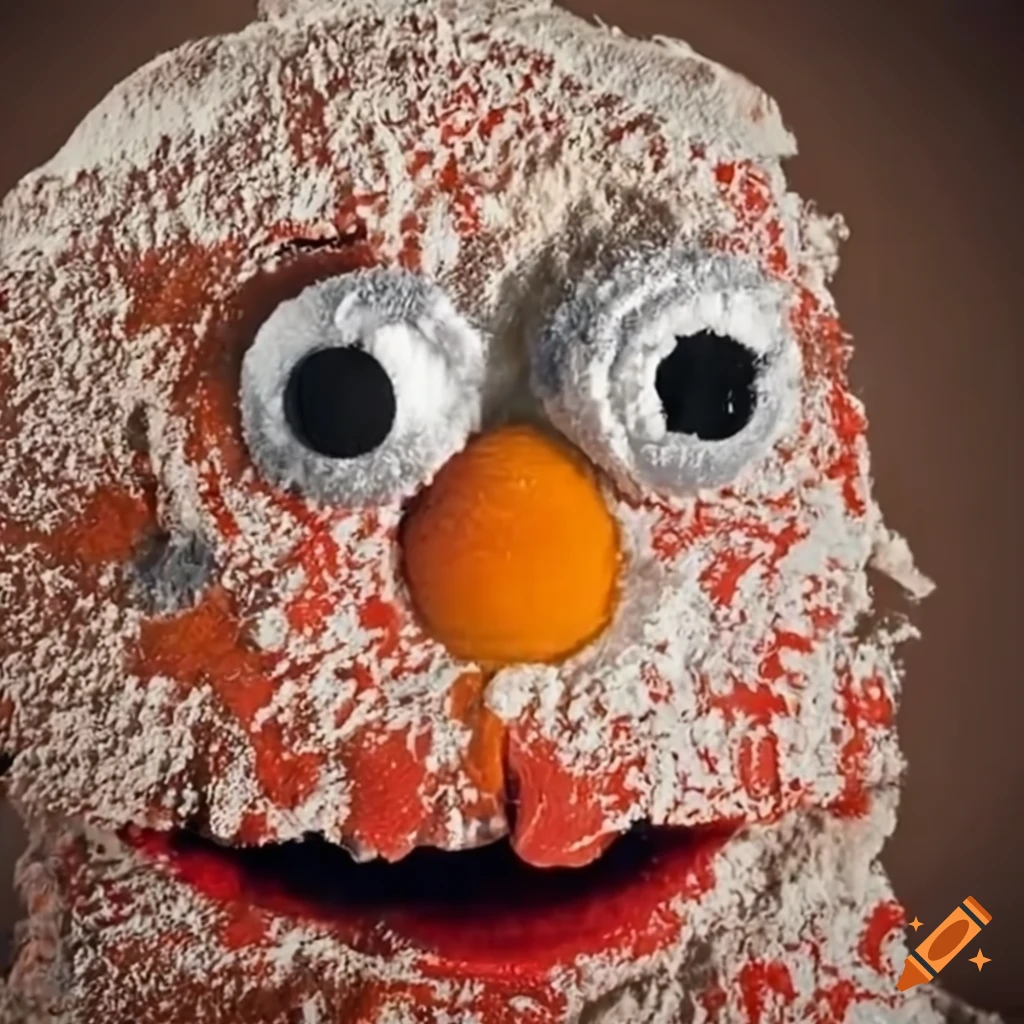 Elmo covered in flour