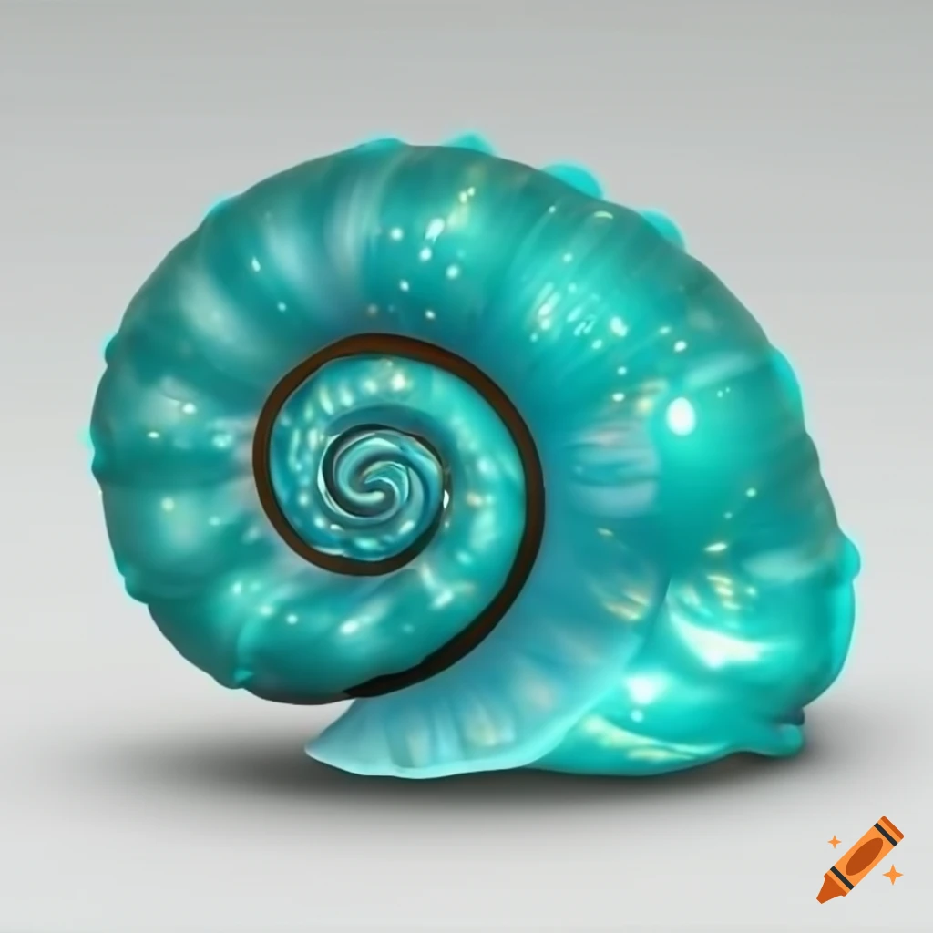 cartoon turquoise seashell on white background