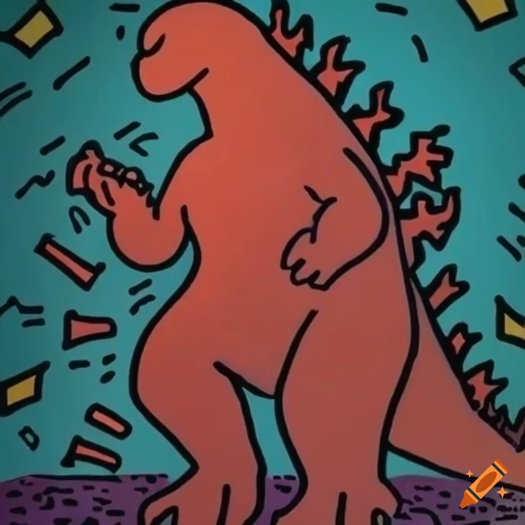 Keith Haring's artwork featuring Godzilla