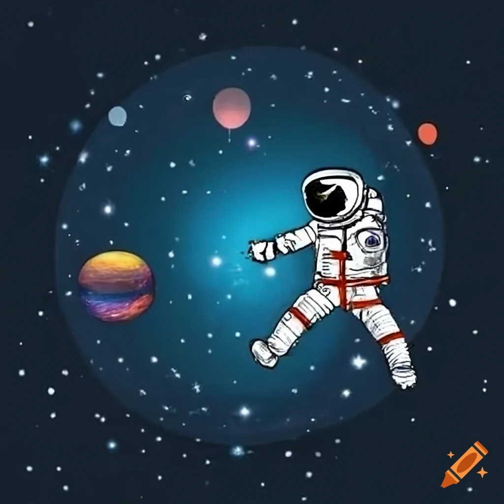 whimsical artwork of an astronaut floating in space
