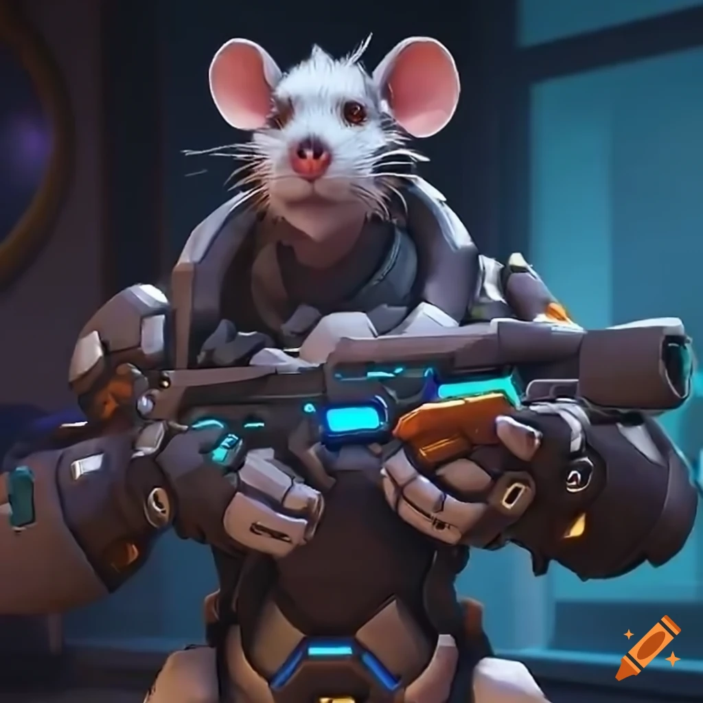 Rat in Overwatch 2 holding a gun