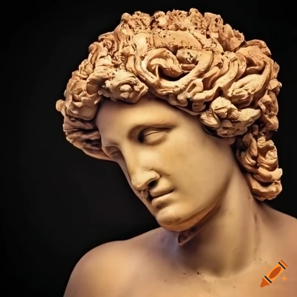 vibrant display of Greek sculptures
