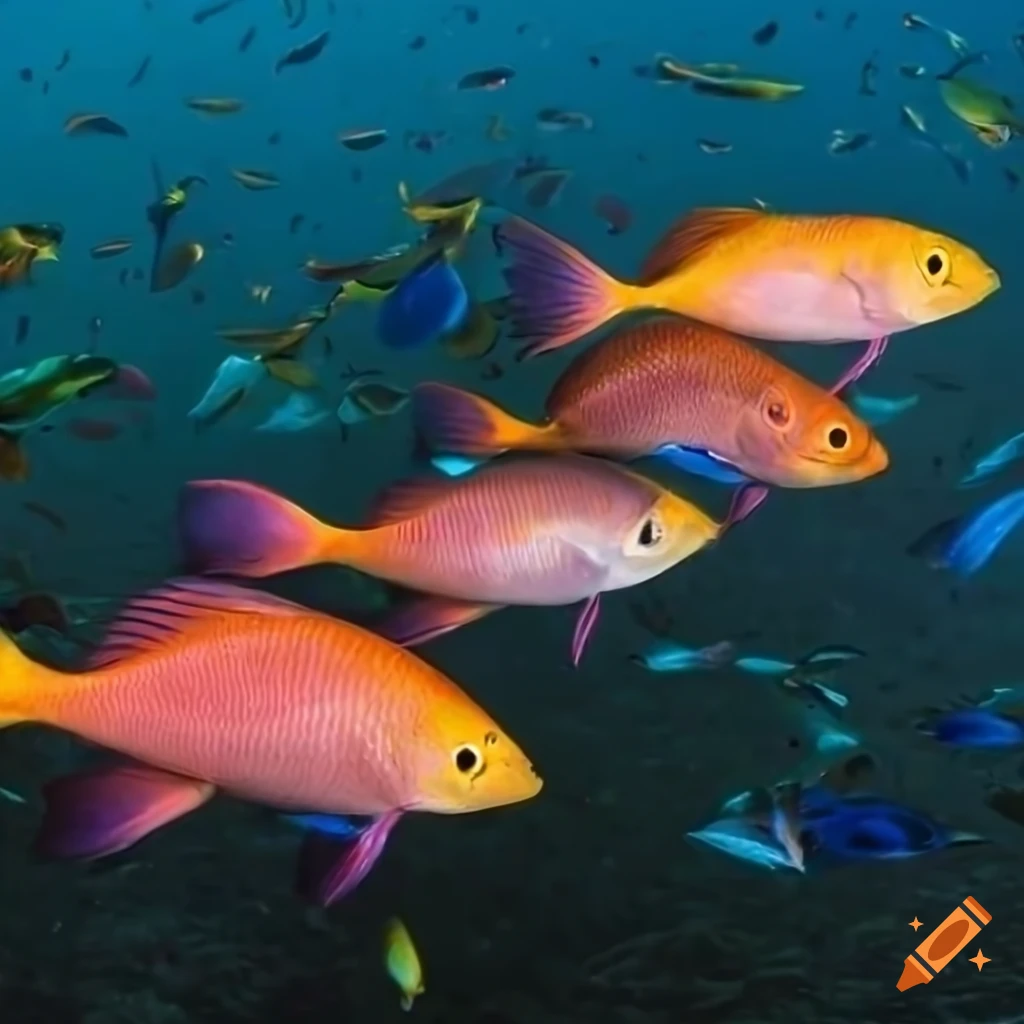 colorful fish swimming in space