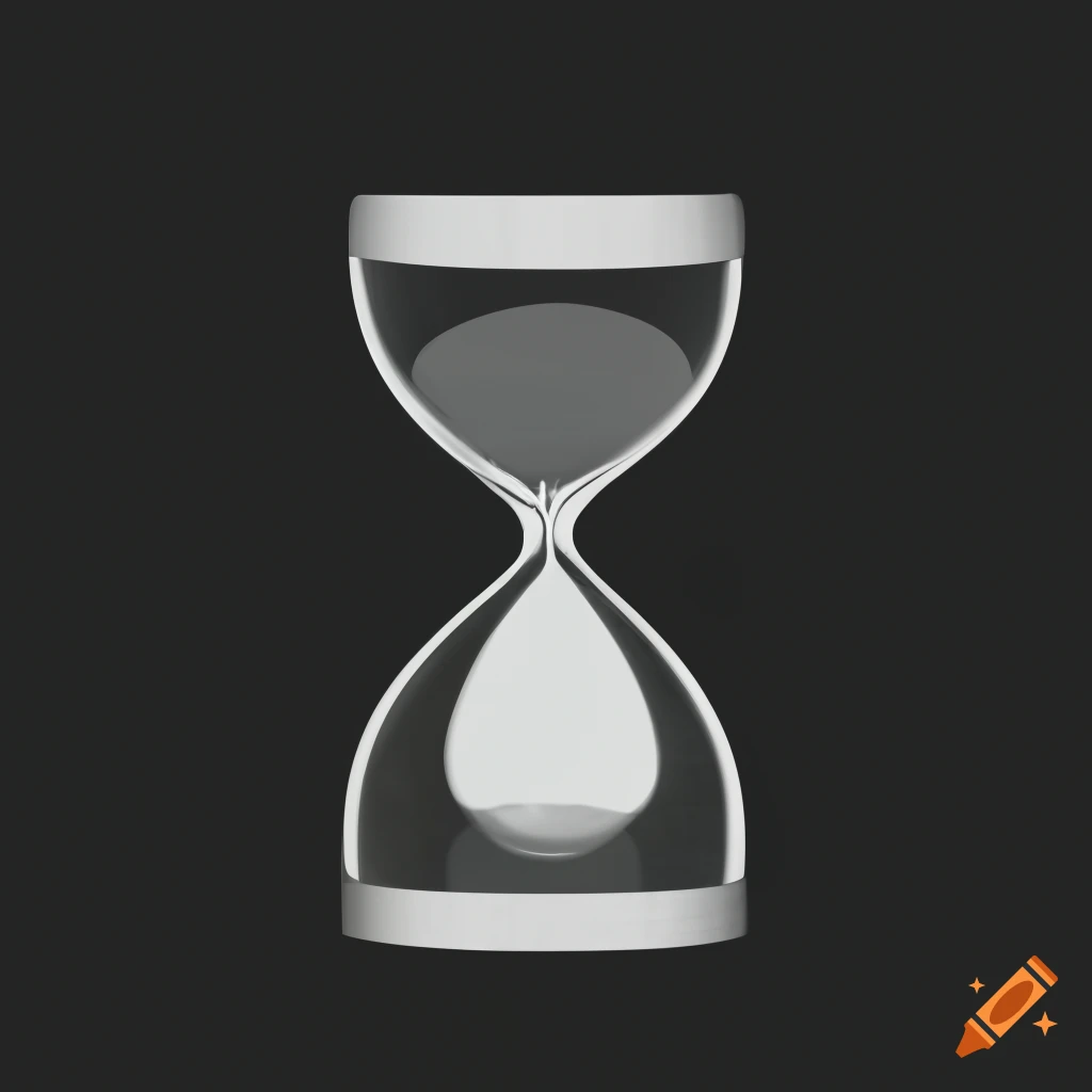 black background with a white hourglass