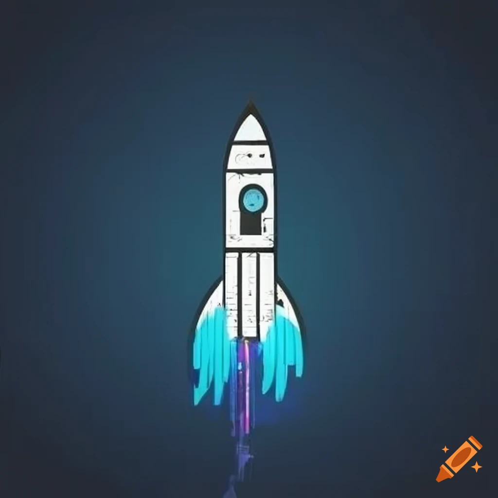 logo of a rocket at a 45 degree angle