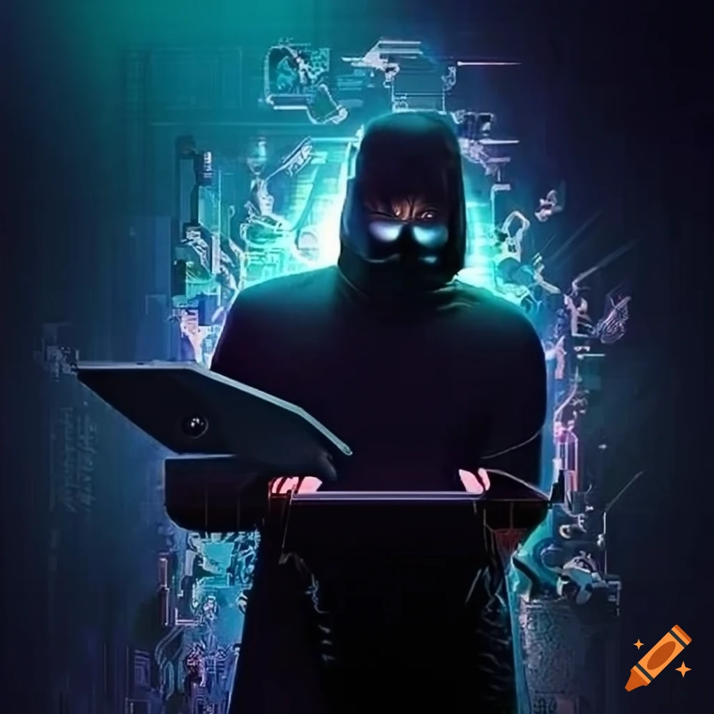 digital artwork of a tech-savvy hacker