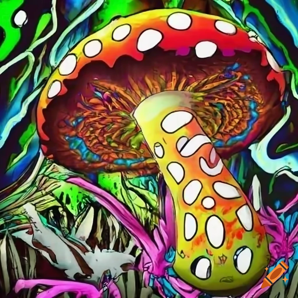 Digimon eating a psychedelic mushroom