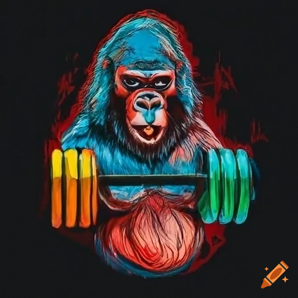 gorilla lifting a barbell