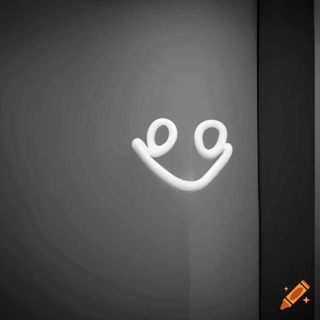 funny smiley face in a dark office corridor