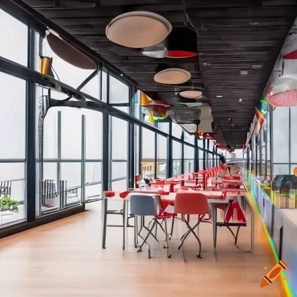 terrace cafeteria with terrazzo flooring