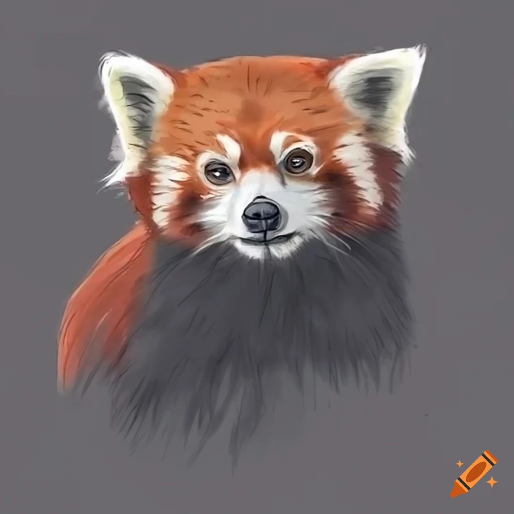 drawn illustration of a happy red panda