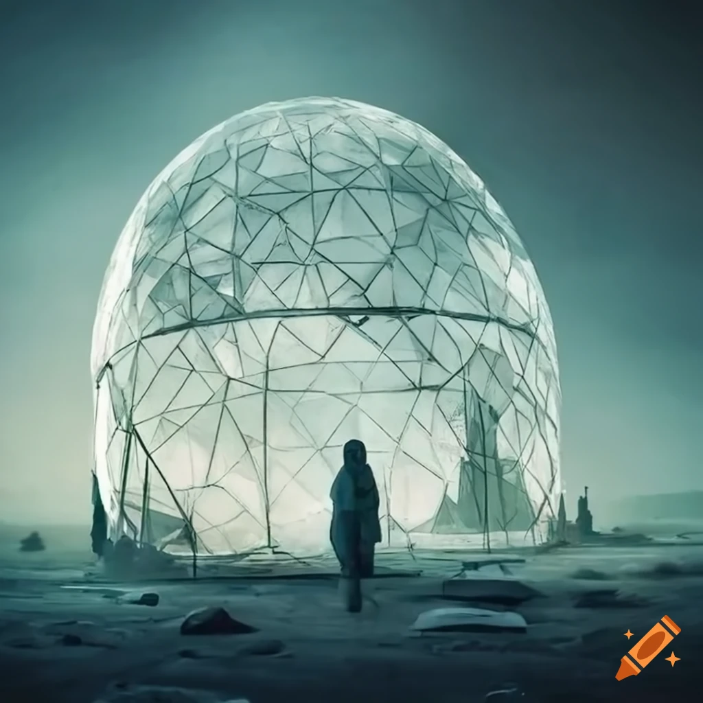 concept art of a buried highway connecting glass domes