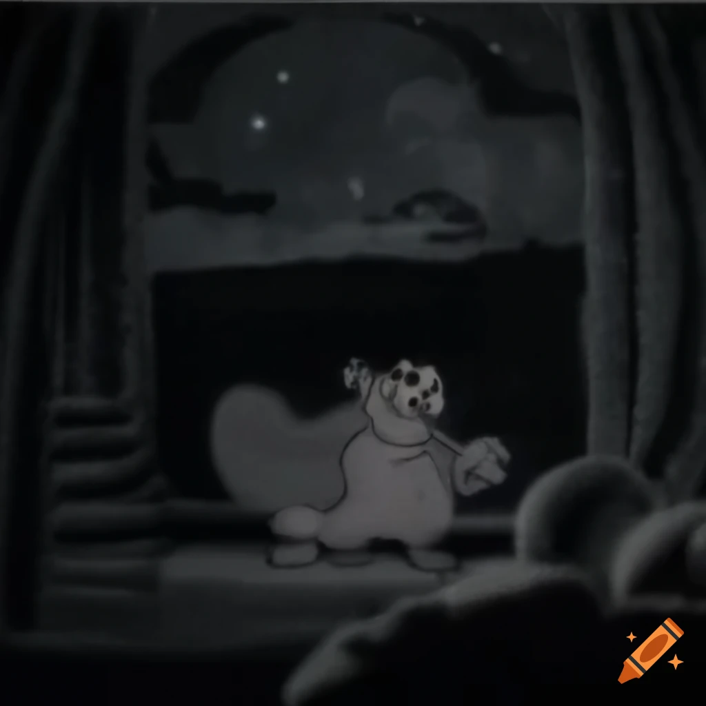 retro Phantom Blot toy in a city at night
