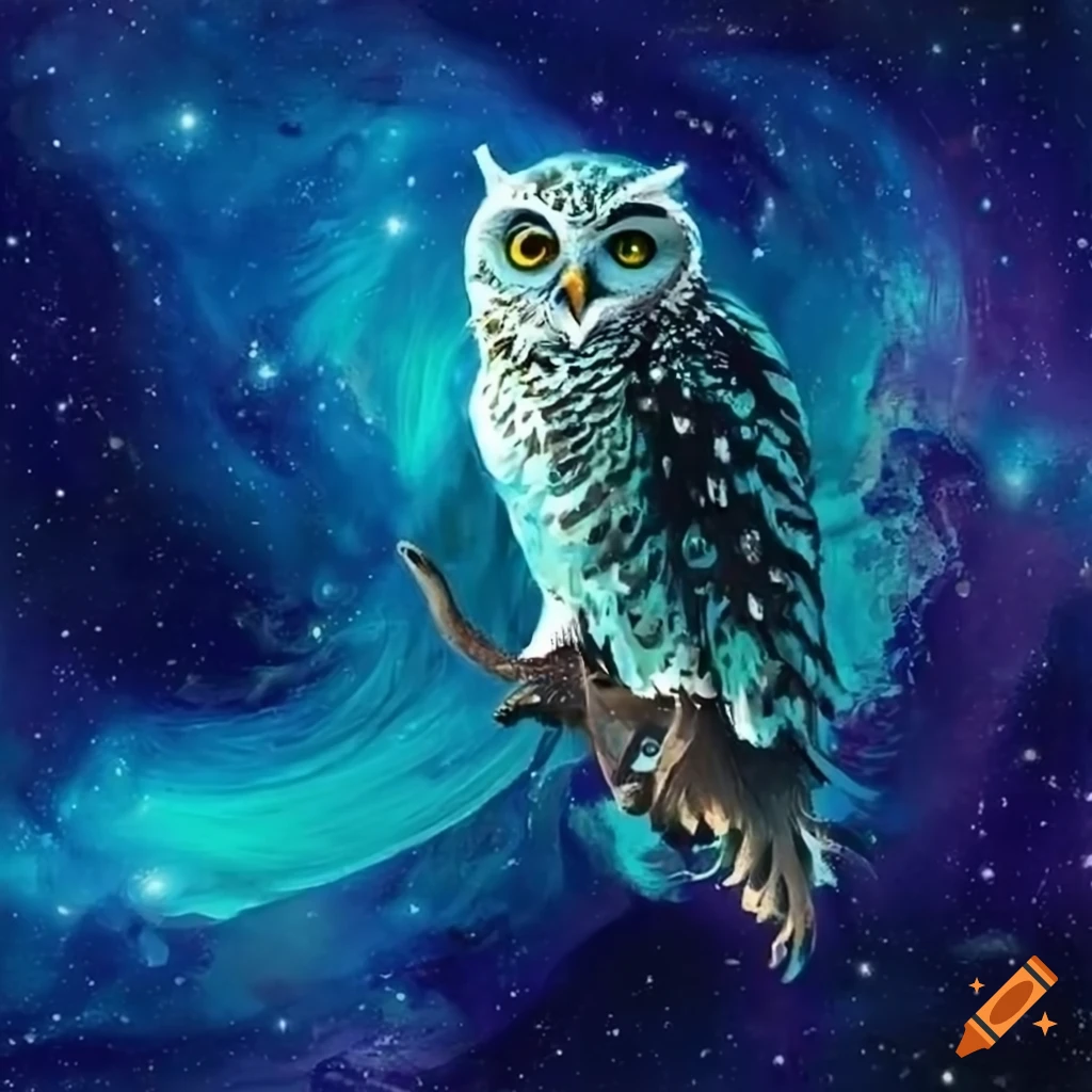 cosmic owl in a watercolor style