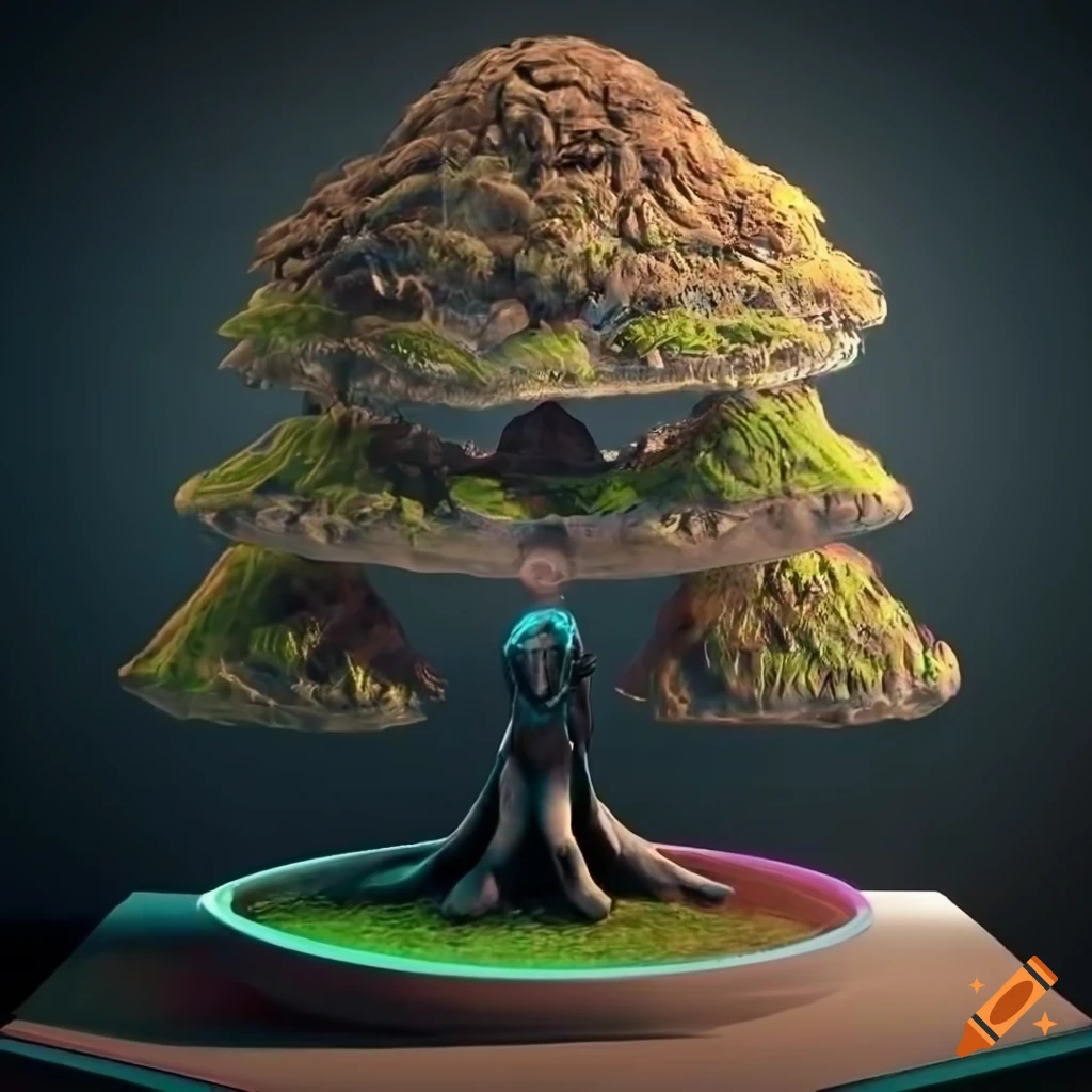 hyperrealistic painting of a symmetrical bonsai tree