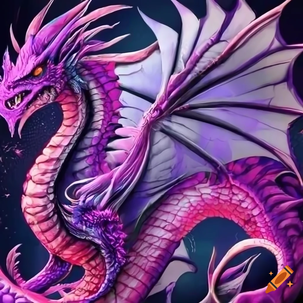 dragon in pink and purple colors