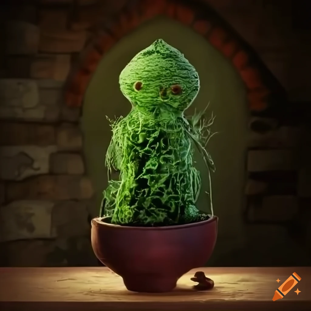 medieval shop with a sinister plant in front