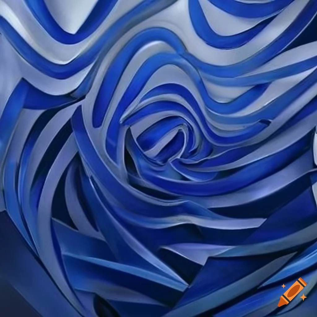 cubist artwork in blue and silver