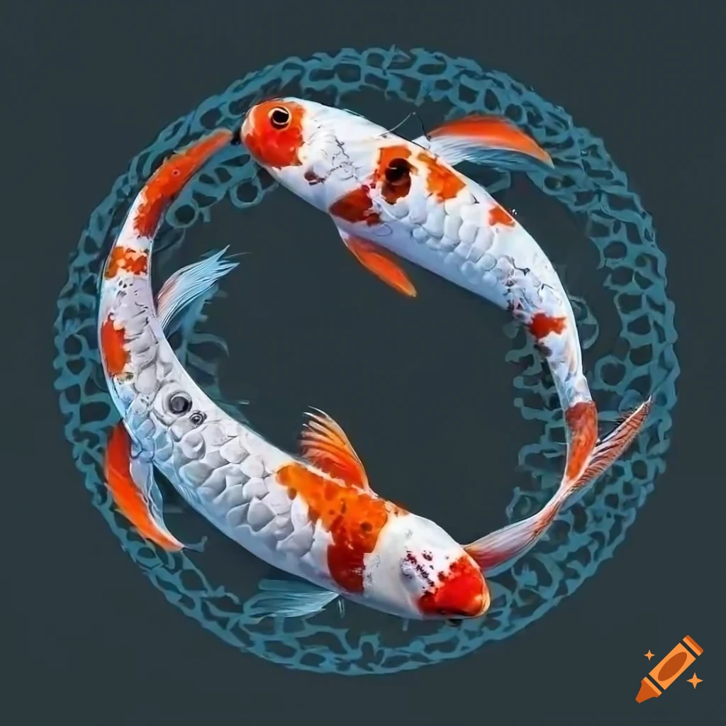 black and white koi fish swimming in a circle