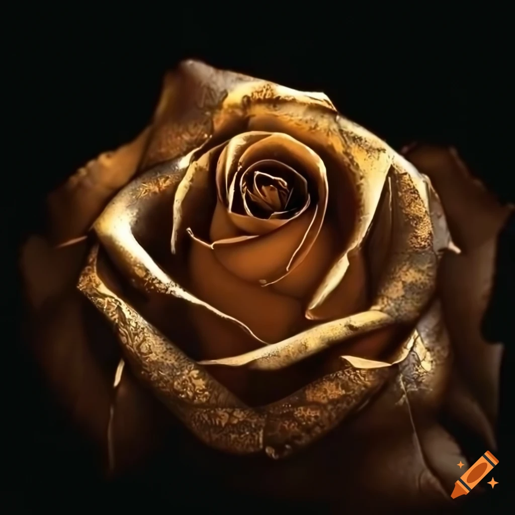 rose gold rose on black background