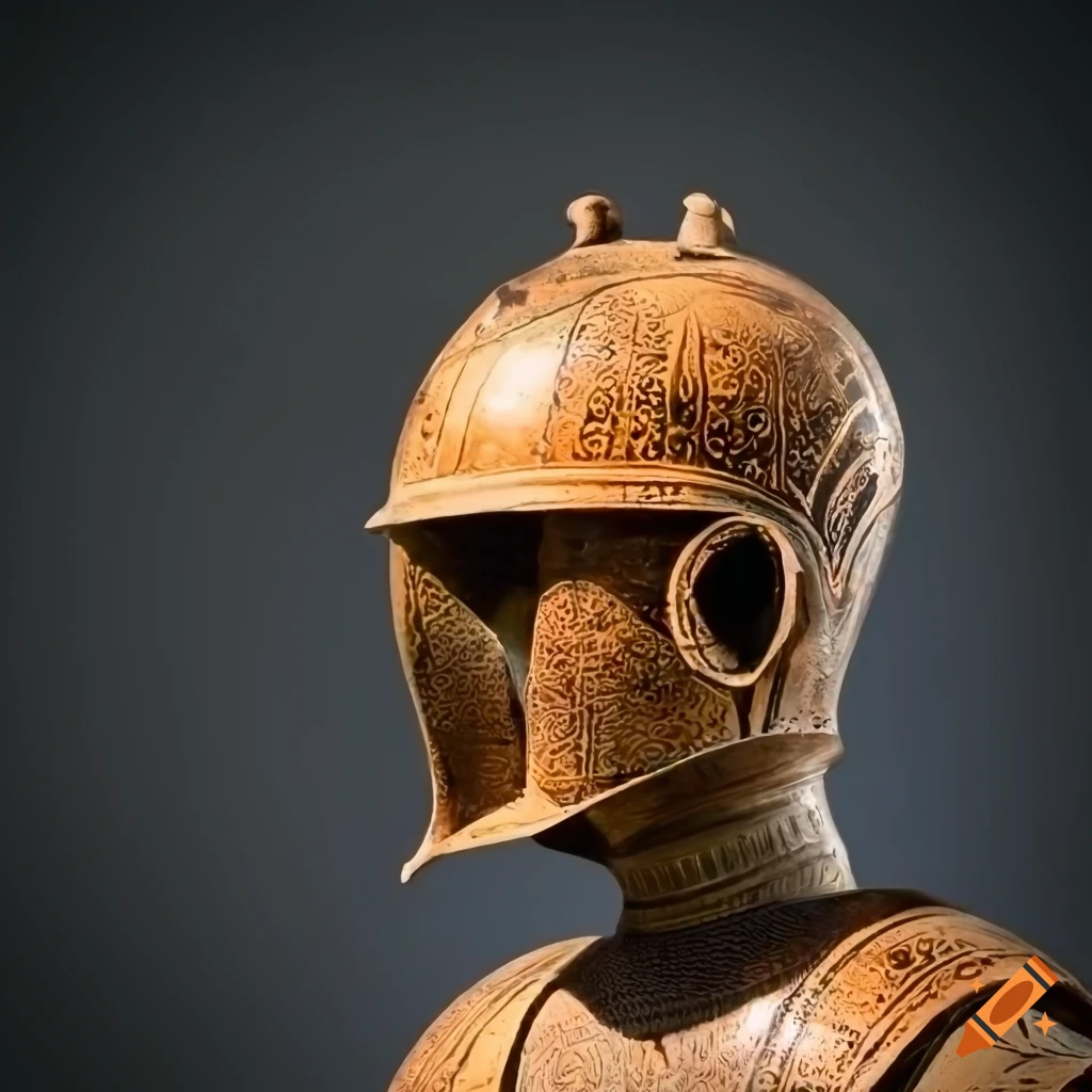 front and back view of ancient Greek pottery armor