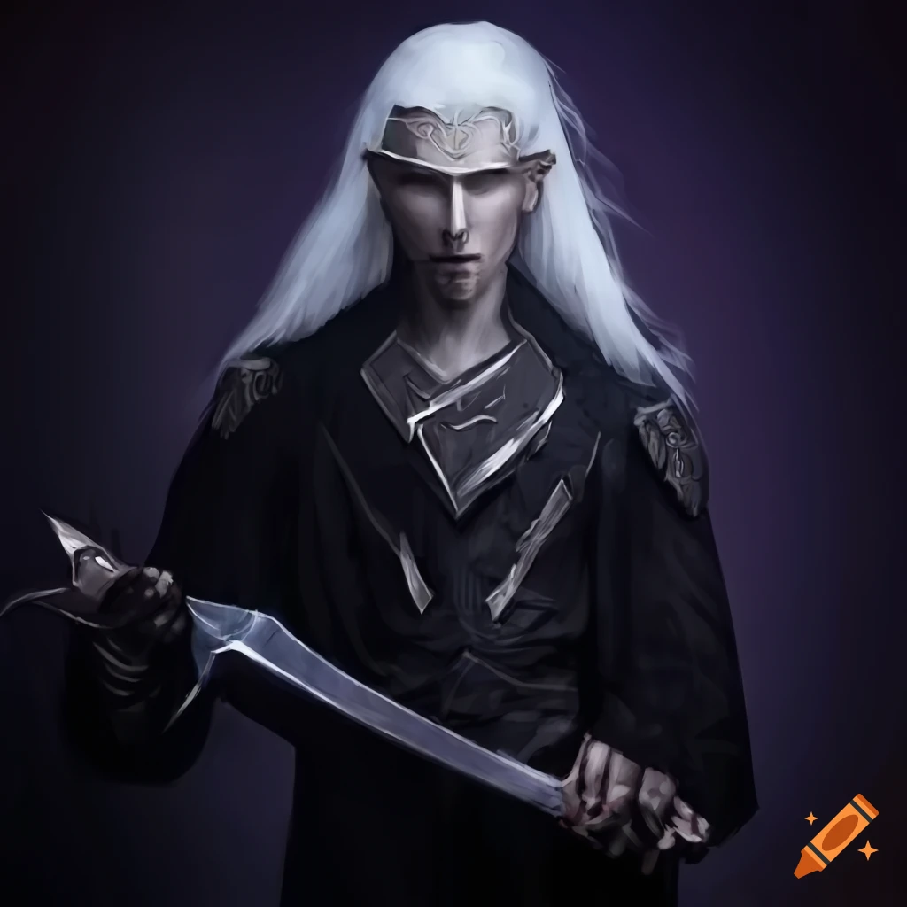 dark elf warlock with a greatsword