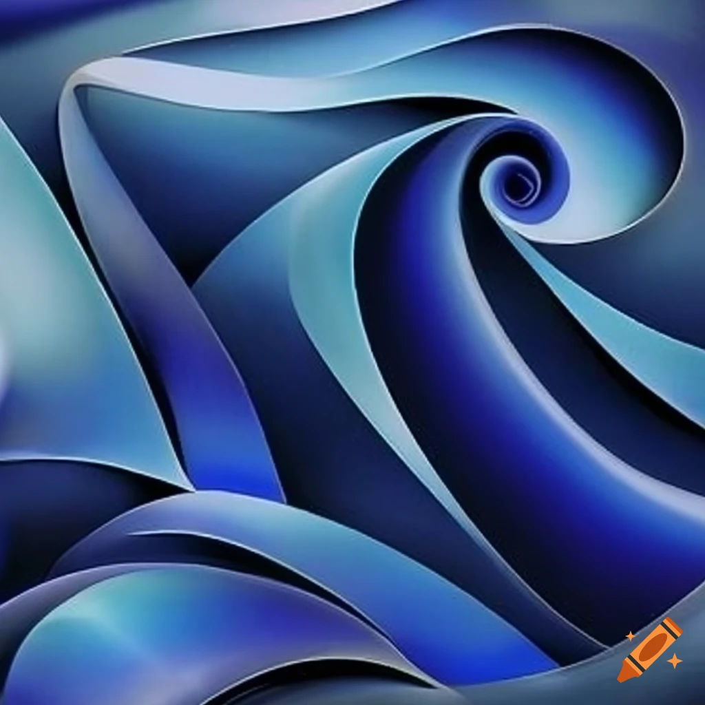 cubist artwork in blue and silver
