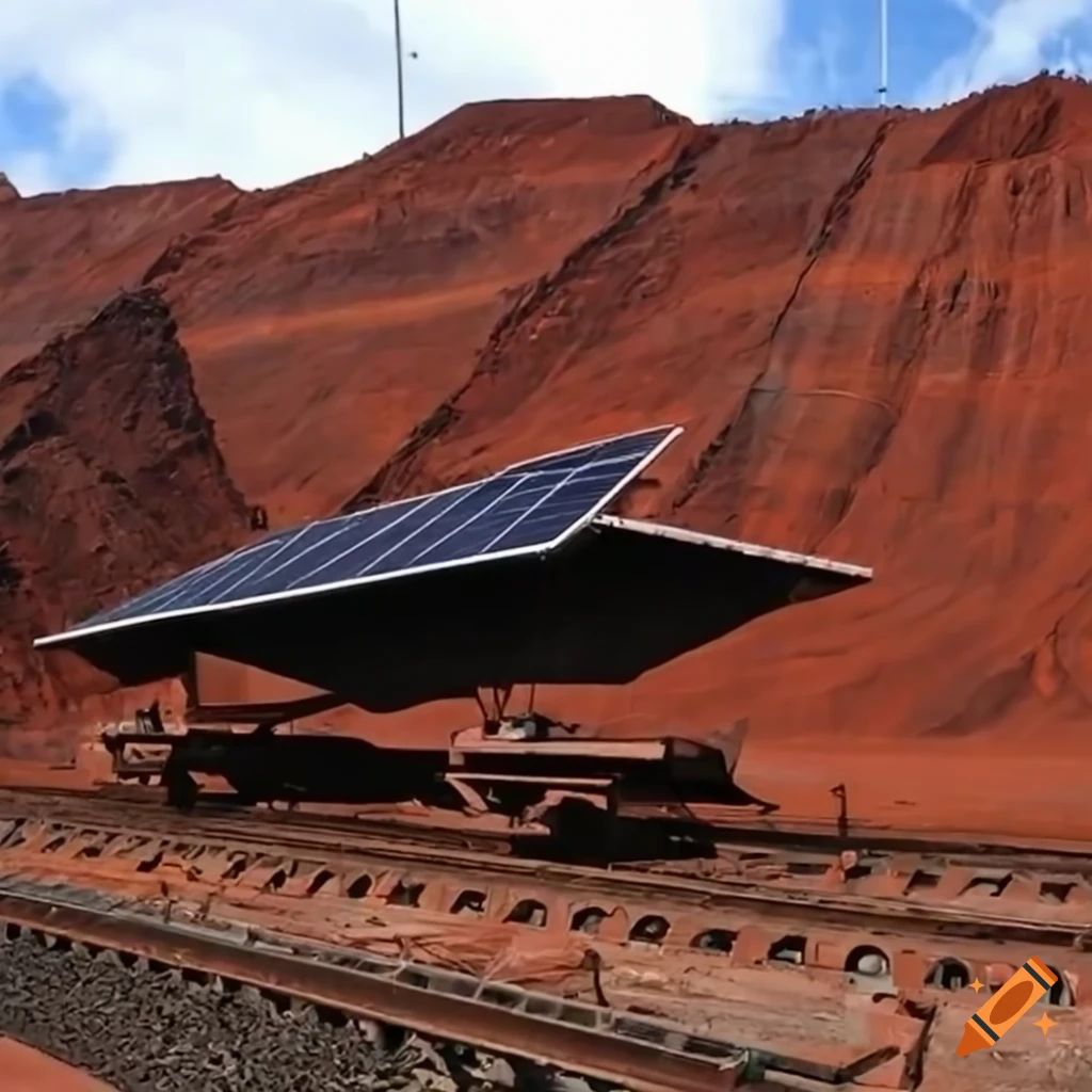 solar-powered motor sledge in brown coal open pit mine